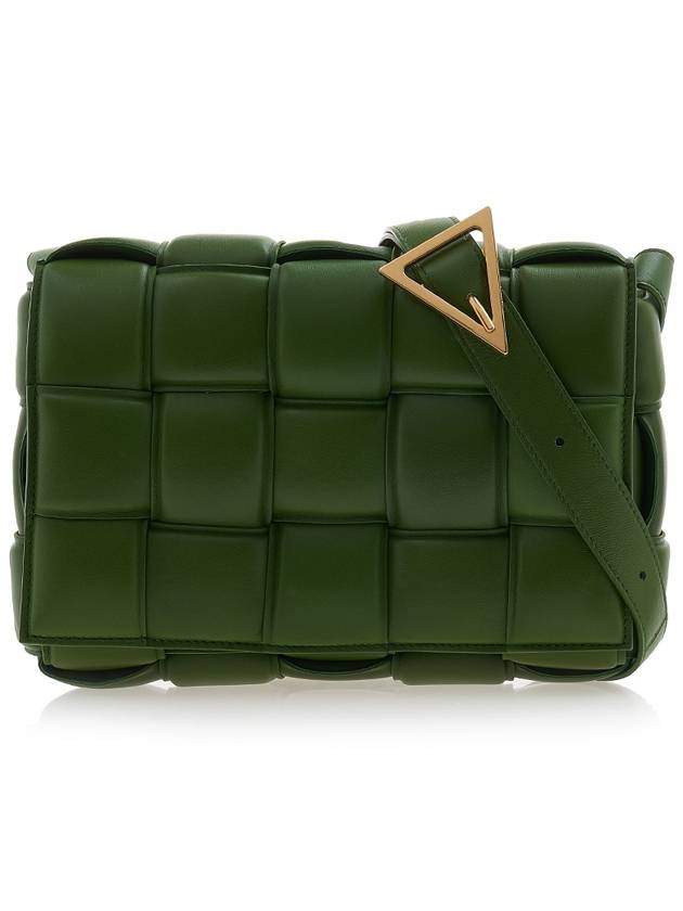 Bottega Veneta Gold Padded Cassette Padded Nappa Leather Small Cross Bag Military Green