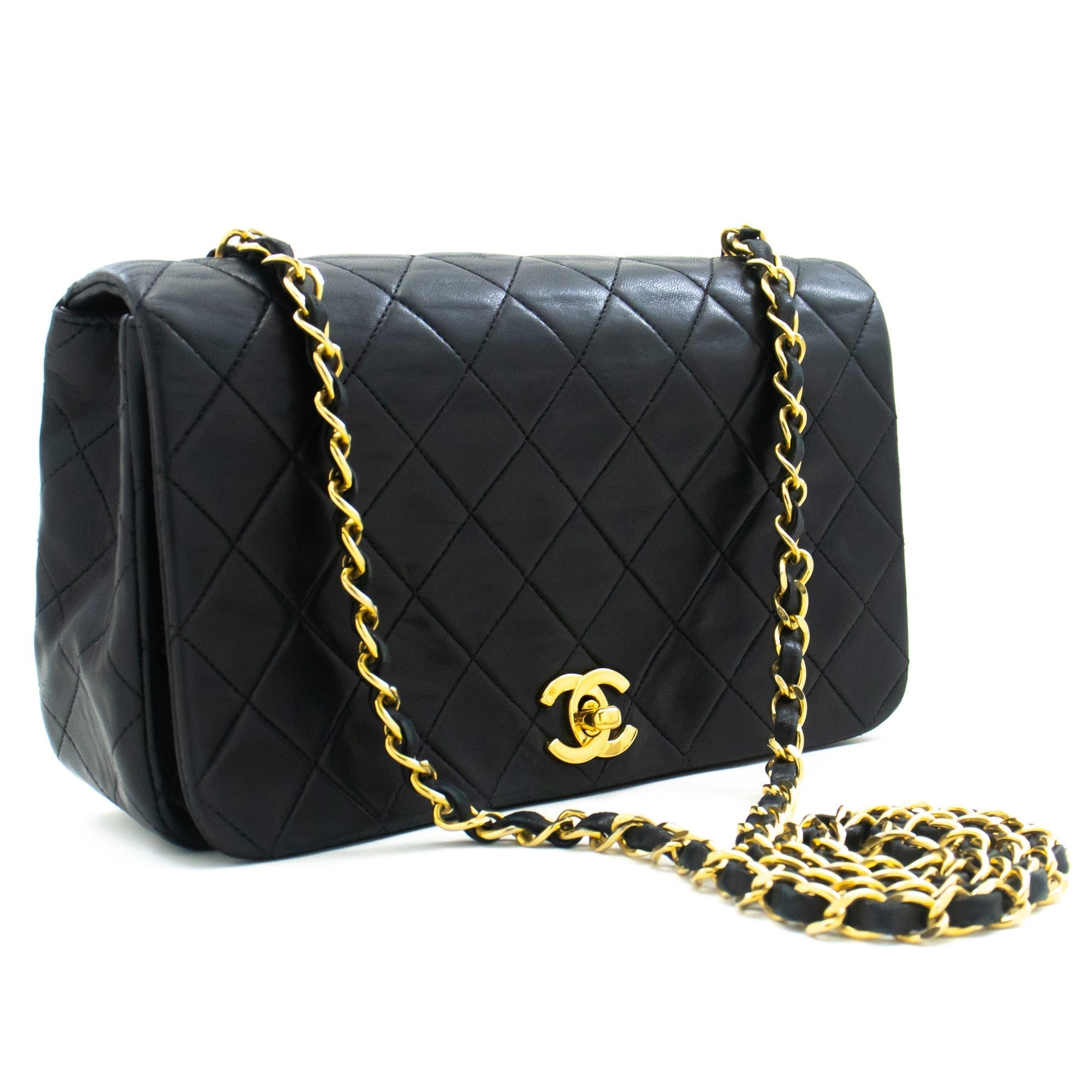 Top Quality Chanel Full New Chain Shoulder Bag Clutch Black Quilted Lambskin