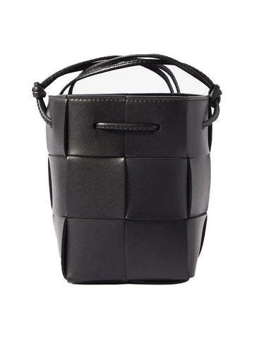 Bottega Veneta Cassette Intrecciato Mini Bucket Bag Black
