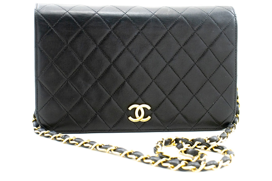 Top Quality Chanel Full New Chain Shoulder Bag Clutch Black Quilted Lambskin