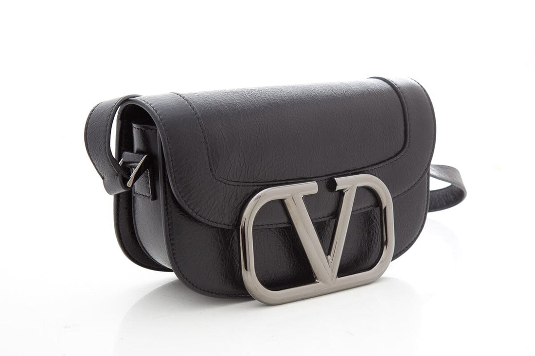 Valentino Black SuperVee Leather Handbag