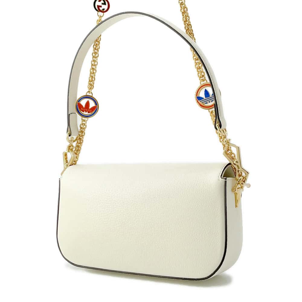 GUCCI Adidas Horsebit1955 White/Black 722009 Leather Size Small