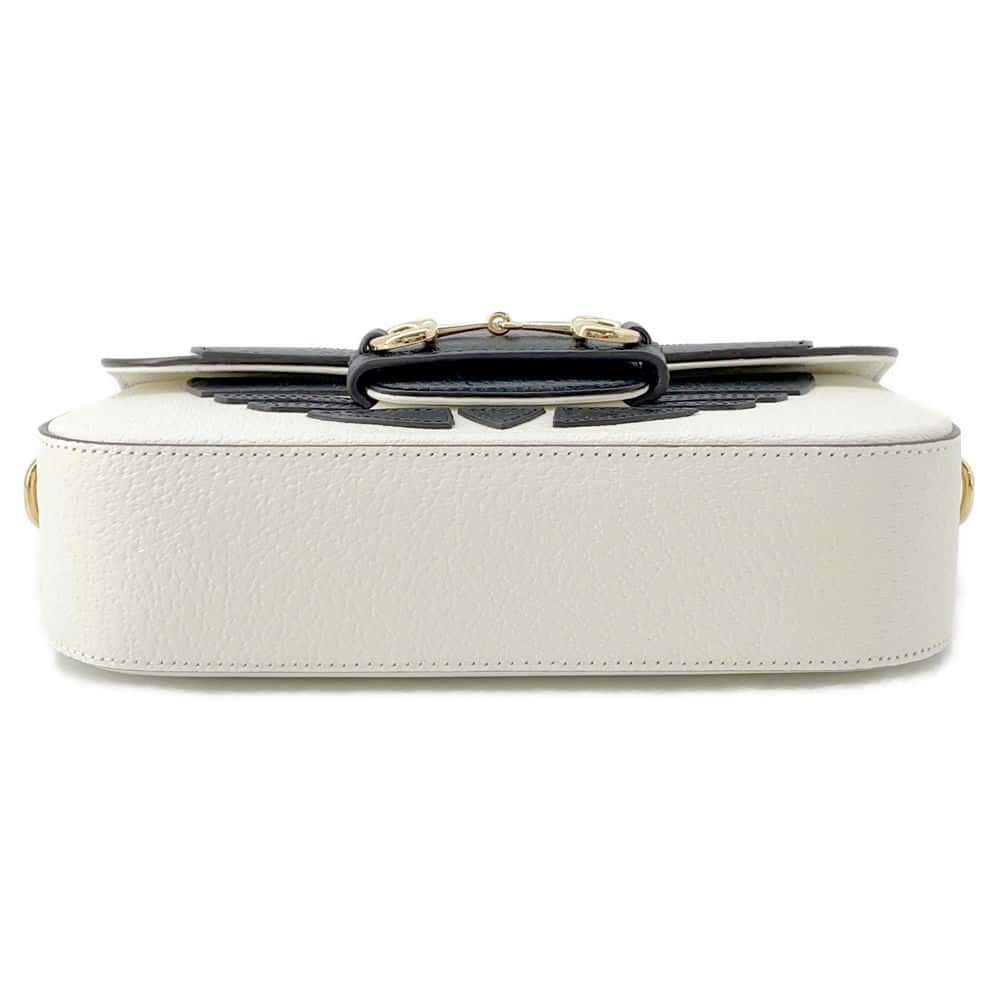 GUCCI Adidas Horsebit1955 White/Black 722009 Leather Size Small