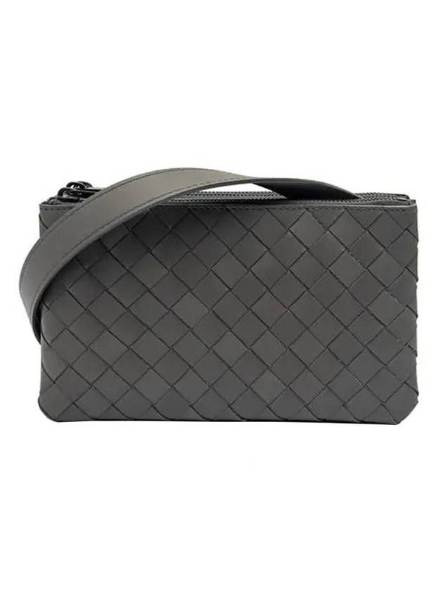 Bottega Veneta Triple Zipper Cross Bag Grey
