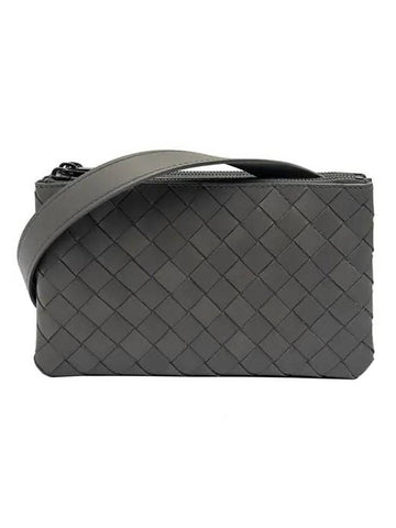 Bottega Veneta Triple Zipper Cross Bag Grey
