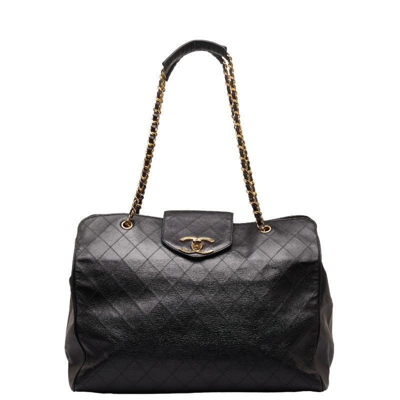Chanel Super Model Bag Coco Chain Tote Bag One-Shoulder Bag Black Leather  CHANEL