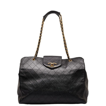 Chanel Super Model Bag Coco Chain Tote Bag One-Shoulder Bag Black Leather  CHANEL