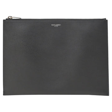 Saint Laurent Letters Large Zip Clutch in Black Leather