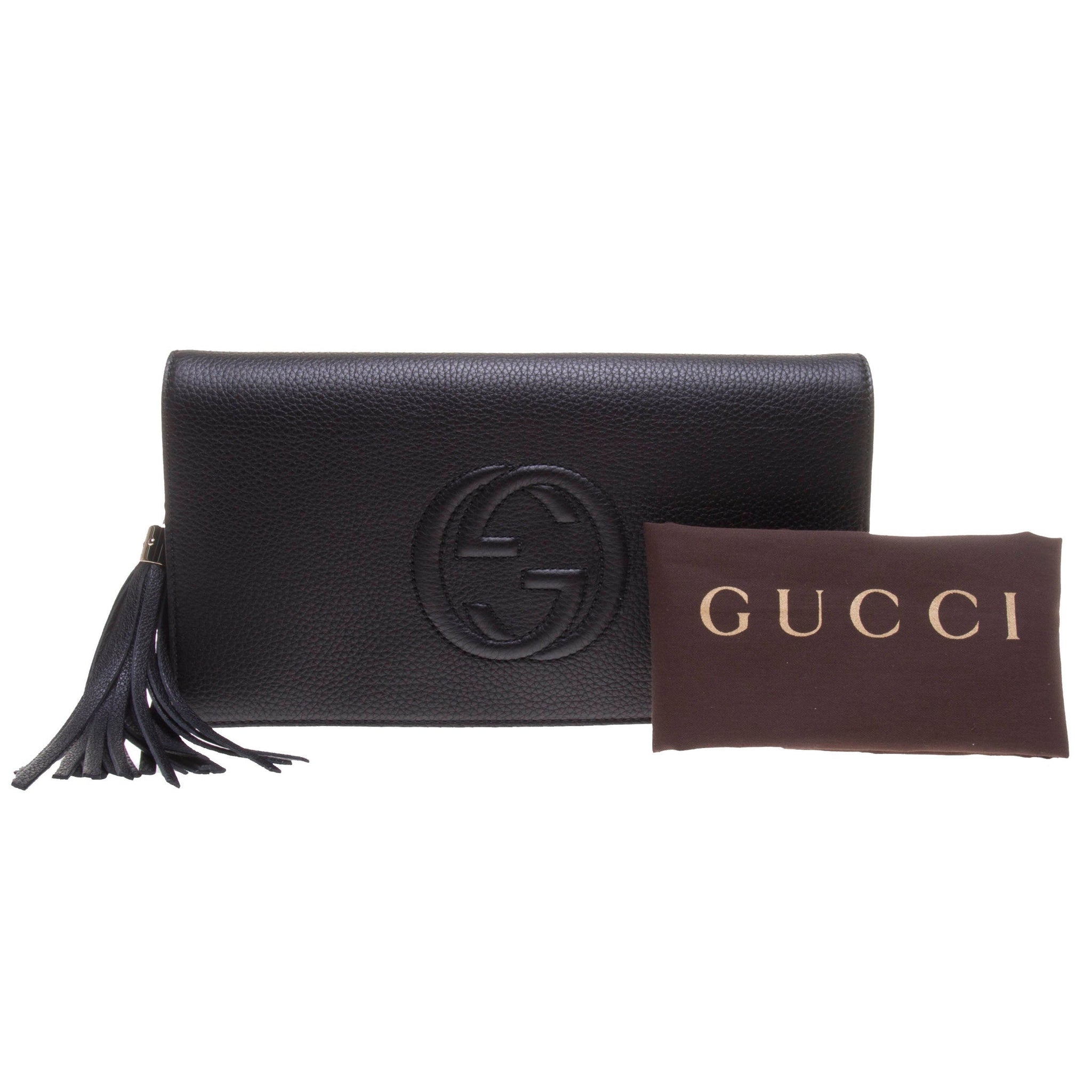Gucci 336753 Black Soho Leather Clutch
