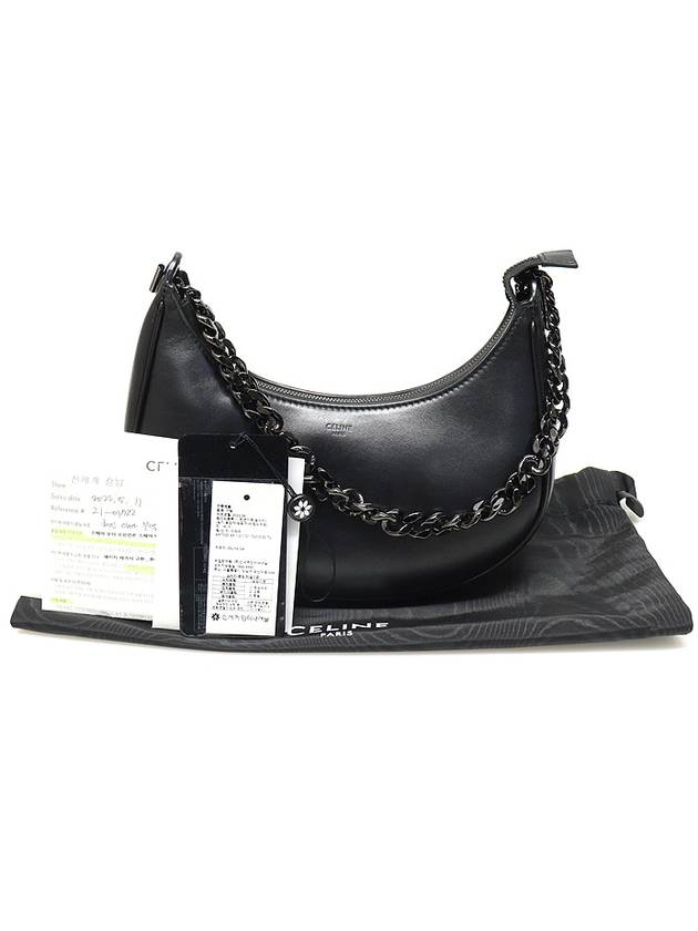 CELINE 199583DGQ 38NN Black Calfskin AVA Chain Hobo Medium Shoulder Bag