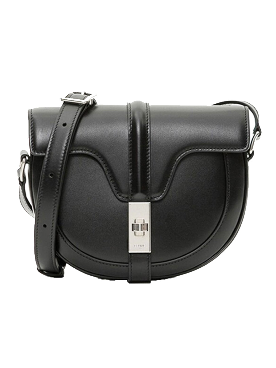 Small Besace 16 Bag in Black Satinated Calfskin