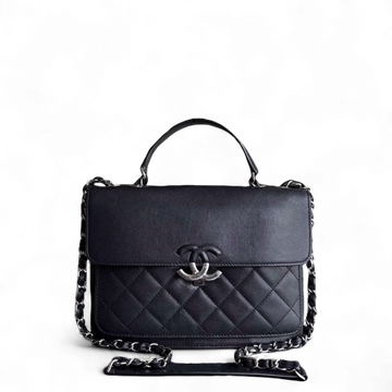 Chanel Medium CC Box Flap - Quilted Calfskin Black Silver Hardware Series 25