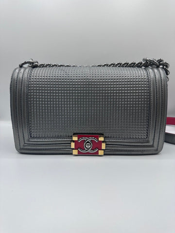 Chanel Boy Grey leather Crossbody Bag