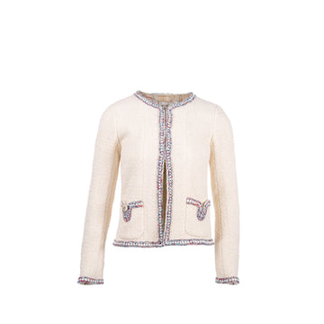 Chanel 20C Size 34 Tweed Jacket Cotton/Polyamide Ecru/Multicolour