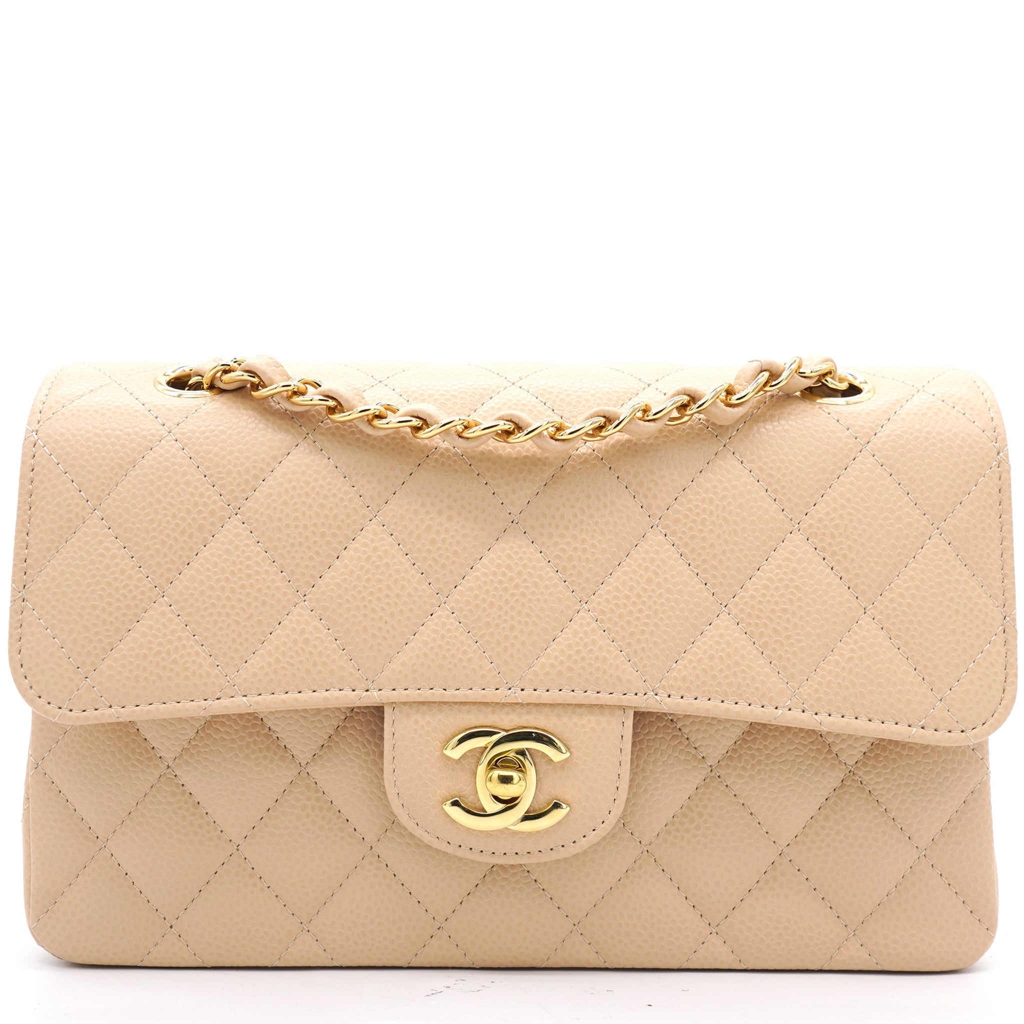 Chanel Caviar Quilted Small Double Flap Beige Clair