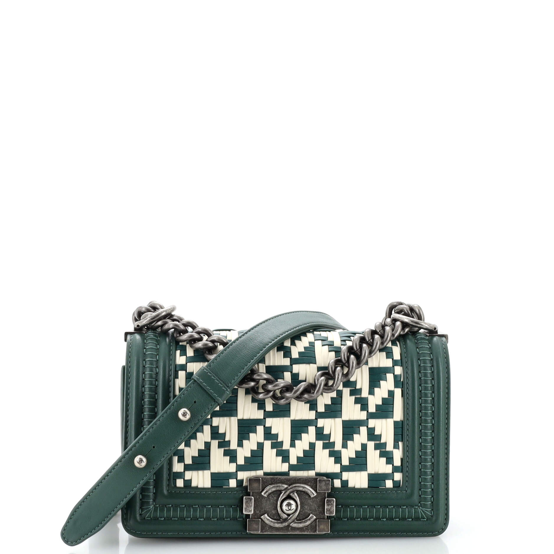 CHANEL Boy Flap Bag Woven Calfskin Small