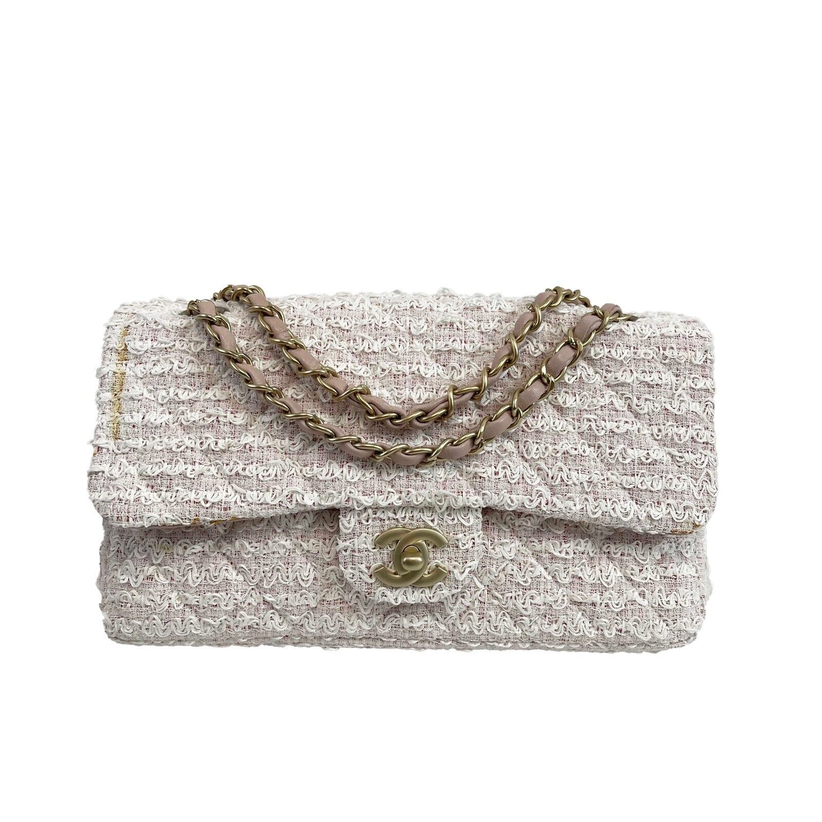 Top Quality Chanel New Classic Double New in Medium Tweed Pink Crossbody Bag