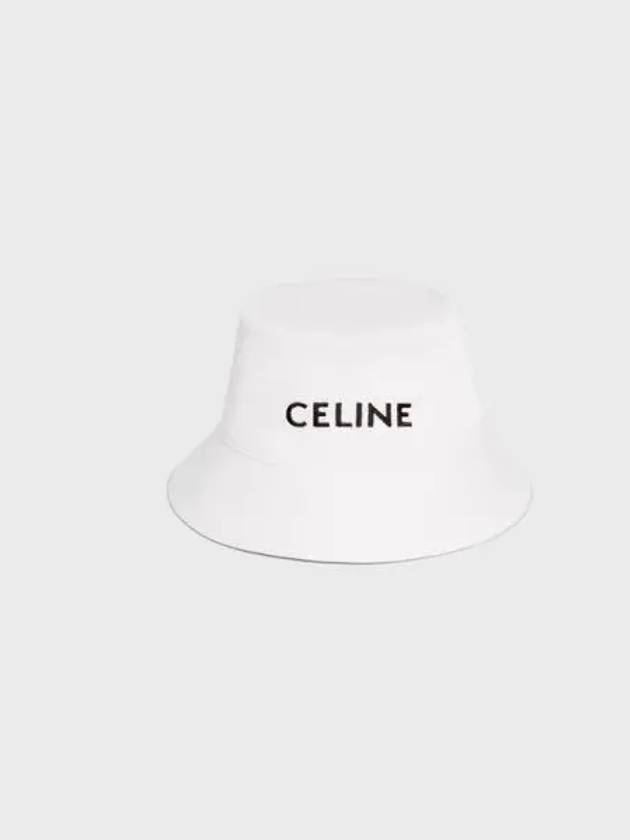 CELINE Embroidered Logo Bucket Hat Off White