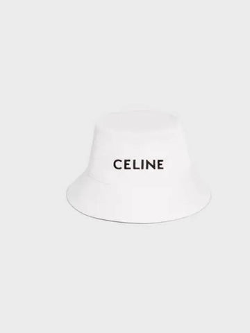 CELINE Embroidered Logo Bucket Hat Off White