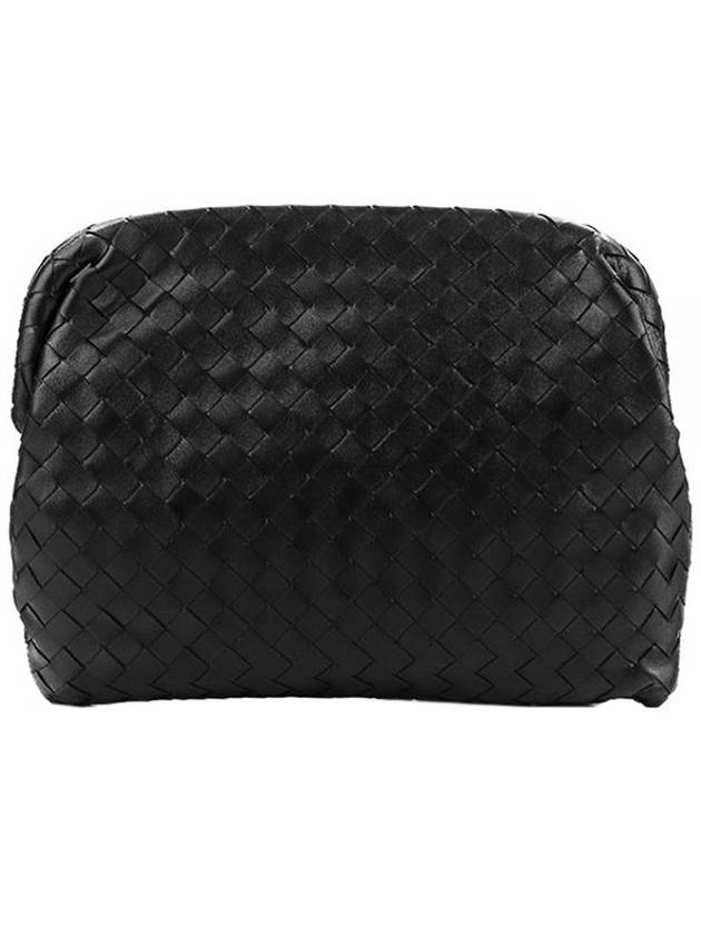 Bottega Veneta Intrecciato Leather Pouch Bag Black