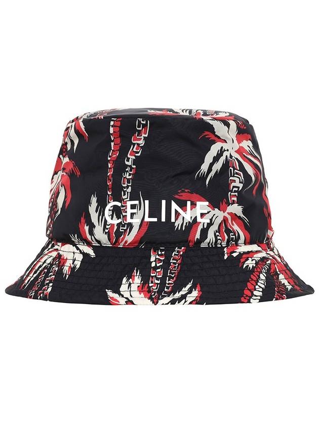 CELINE Palm Tree Nylon Bucket Hat Black