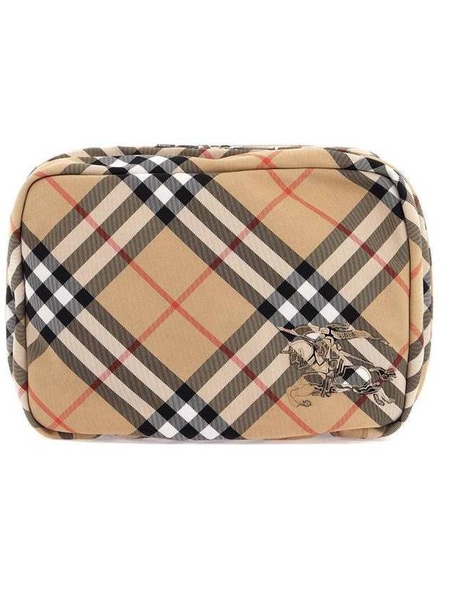 Burberry EKD Appliquéd Check Pouch Sand