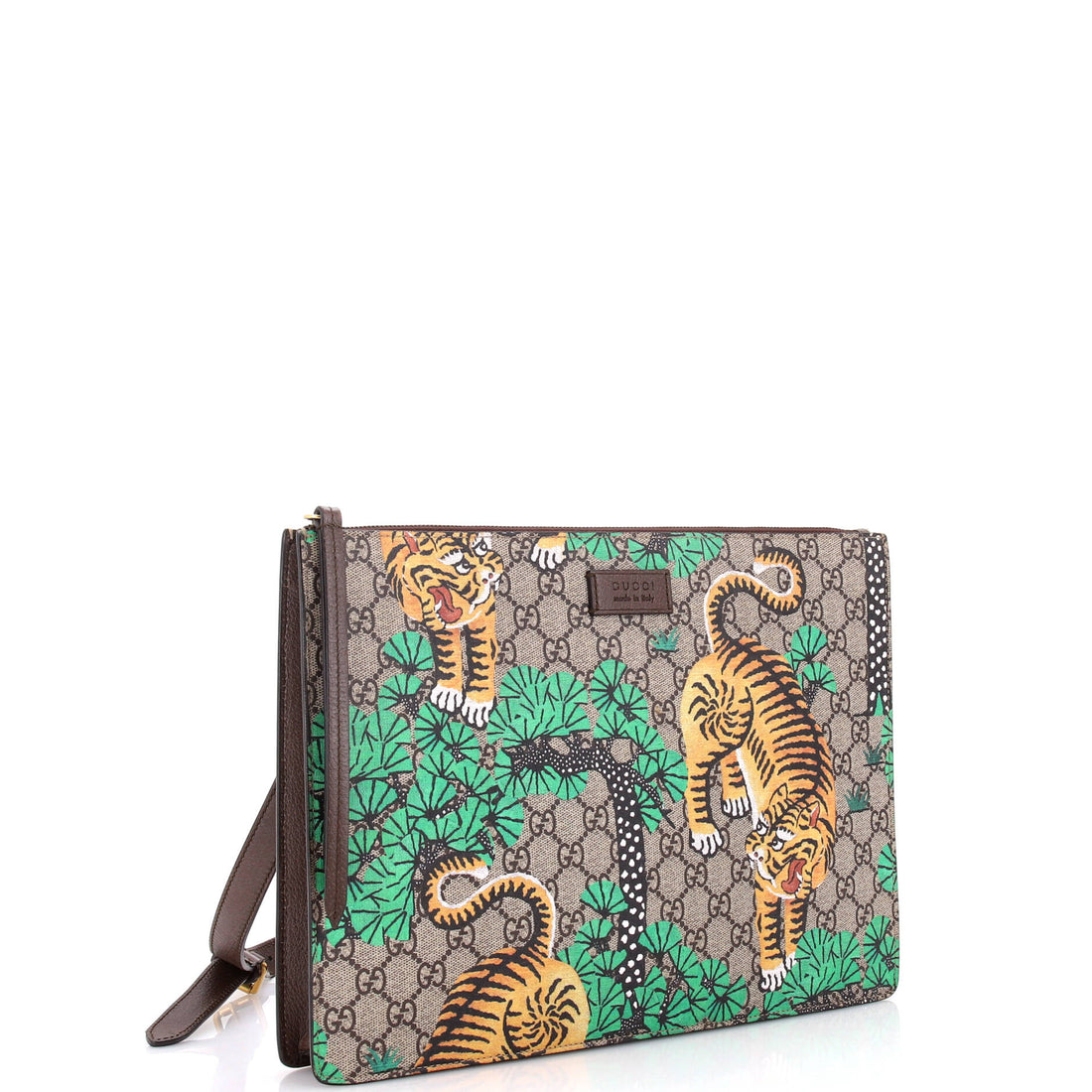 Convertible Clutch Bengal Print GG Coated Canvas Large