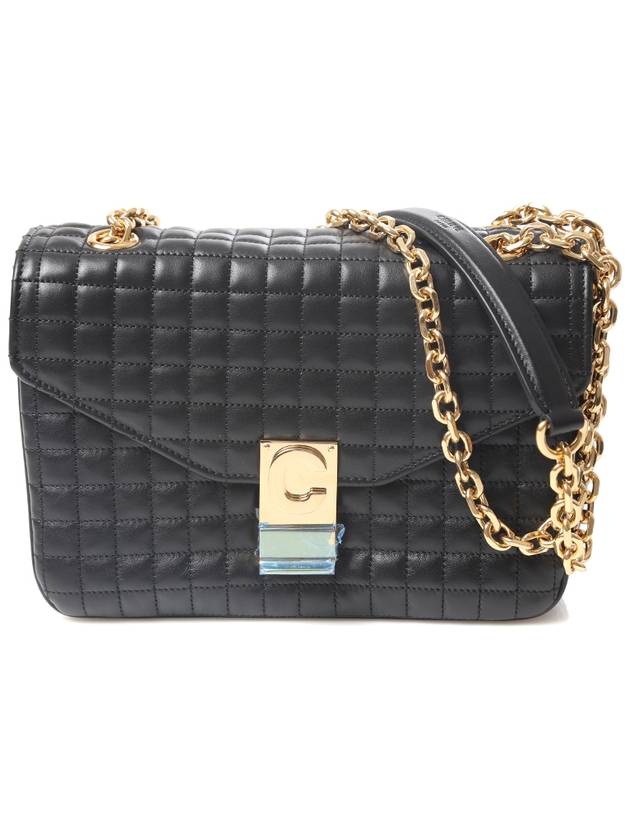 CELINE Quilted C Medium Shoulder Bag Black