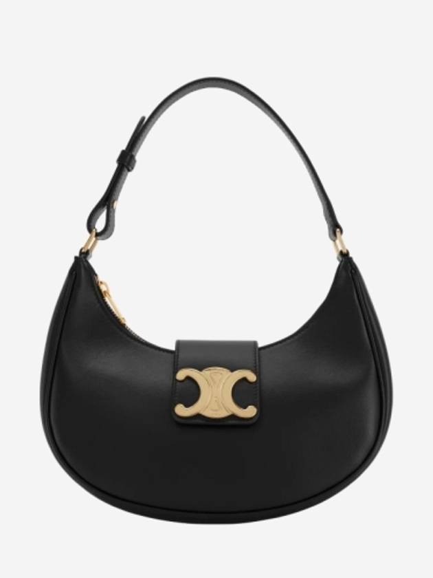 CELINE Ava Triomphe Smooth Calfskin Shoulder Bag Black