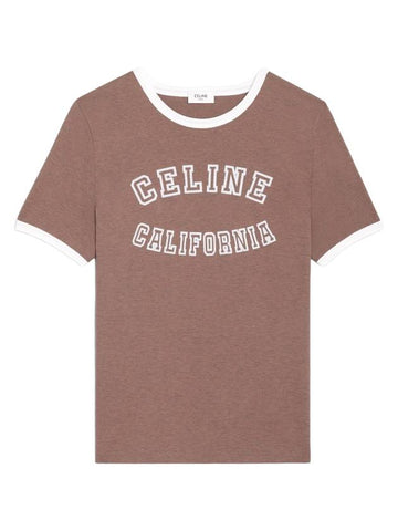 CELINE California 70s Cotton Jersey Short Sleeve T-shirt Vintage Brown