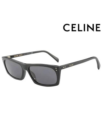 CELINE Eyewear Logo Rectangular Acetate Sunglasses Black