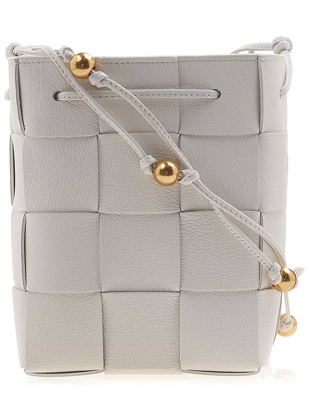 Bottega Veneta Cassette Intrecciato Leather Bucket Bag White