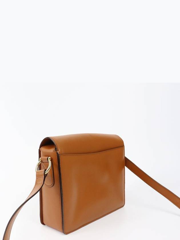 CELINE Vintage brown gold buckle flap shoulder cross bag 2JCEB807