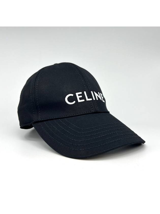 CELINE Embroidered Logo Cotton Ball Cap Black