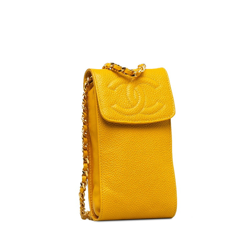 Chanel Caviar Skin Mini Pochette Crossbody Bag Yellow