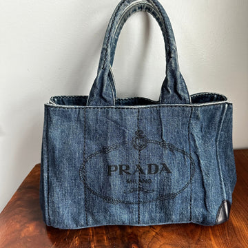 The Albatross Shoulder Bag in Blue Denim Prada