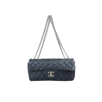 Fair ( Rank B) ? CHANEL Calf Leather Flap  Shoulder Bag Dark Blue Made In 2008?2009Year ?J25060508