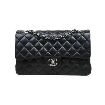 Very Good ( Rank A)? CHANEL Lamb Skin Matrasse Double Flap 25 Shoulder Bag  Black Made In 2008-2009Year?S25062504