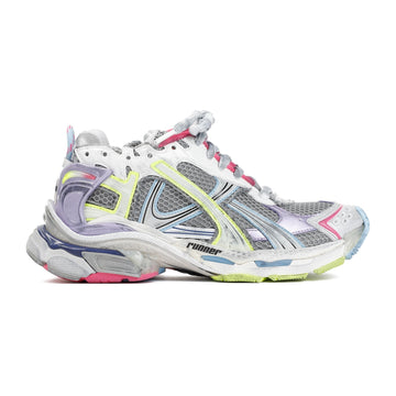 BALENCIAGA Sleek Mesh Sneakers with Lilac and Yellow Accents