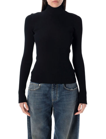 BALENCIAGA Lace-up Fitted Turtleneck Top - Size S
