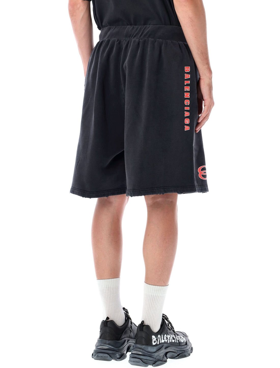 BALENCIAGA Logo Print Sweatshorts - Loose Fit (Large)