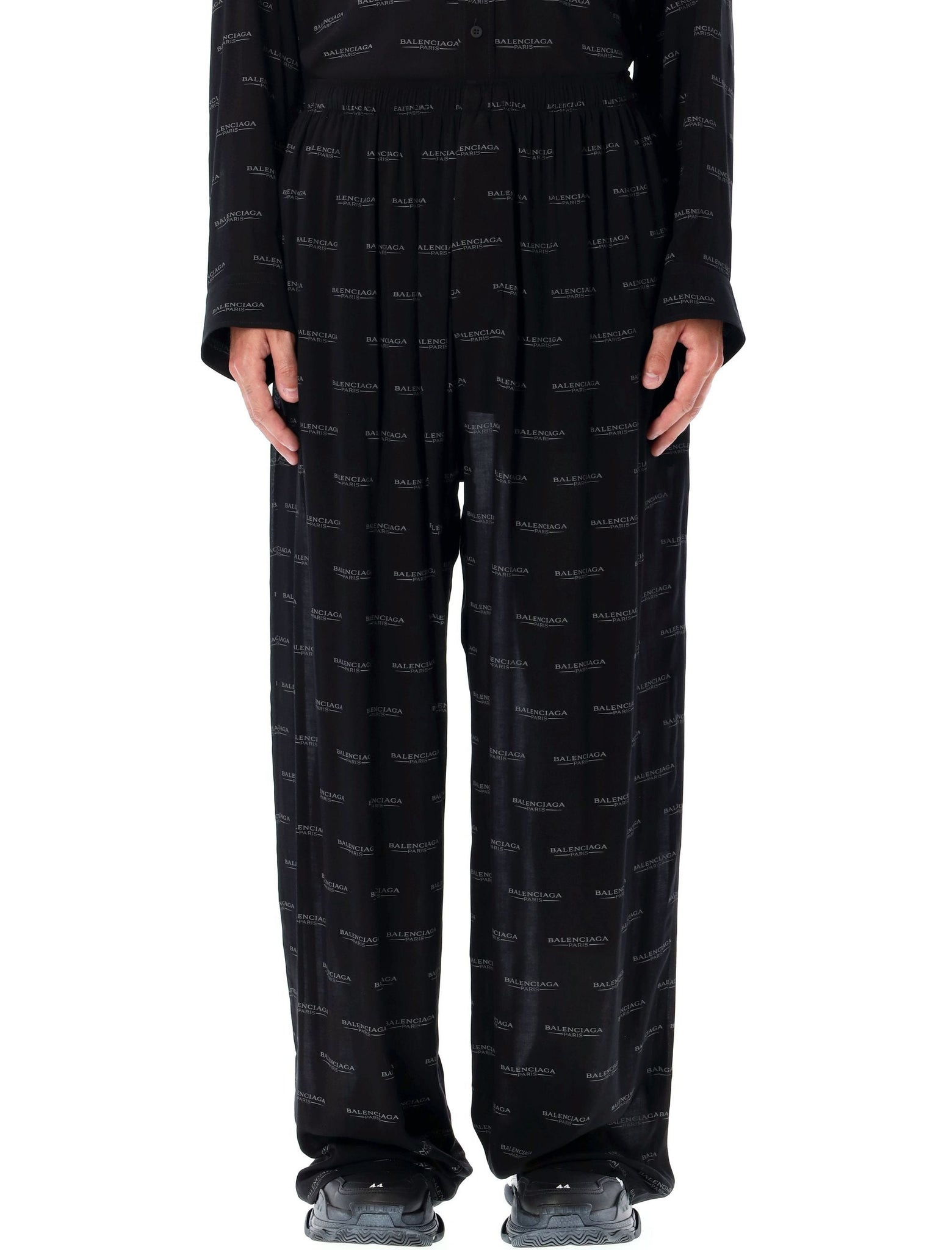 BALENCIAGA Logo Pyjama Pants - Wide Leg, Size 50