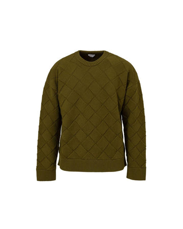 Bottega Veneta Diamond Knit Pullover Sweater Men Green