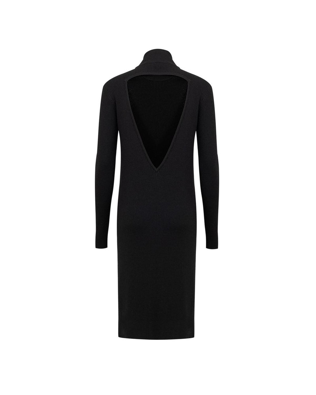 Bottega Veneta Ribbed Knit Midi Mock Neck Dress Women Black Dresses