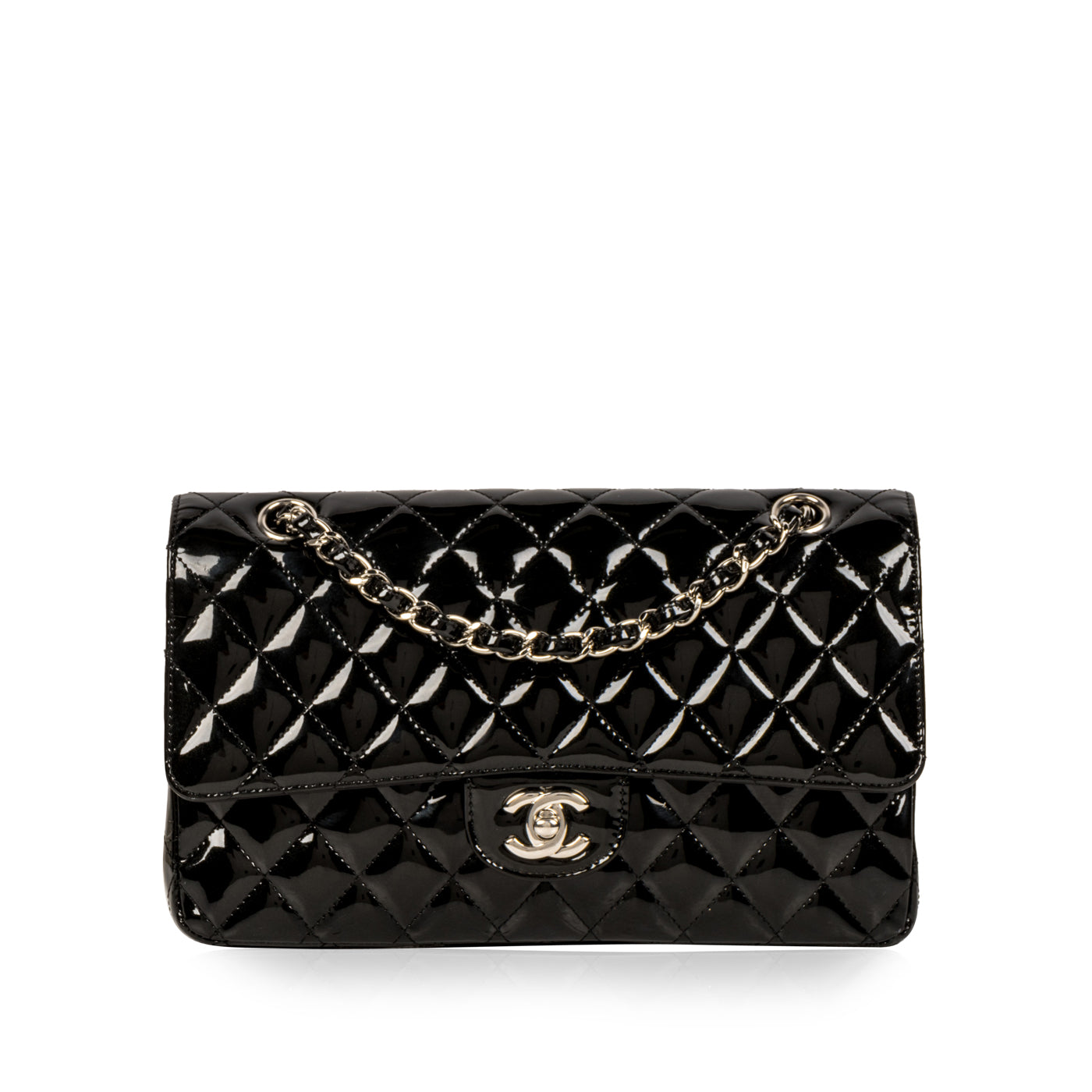 Chanel Classic Flap Bag Medium Patent Black