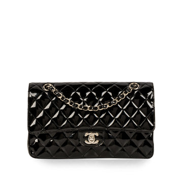 Chanel Classic Flap Bag Medium Patent Black