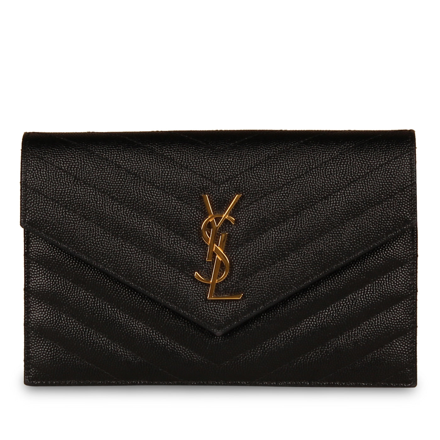 Yves Saint Laurent Black Envelope Wallet on Chain