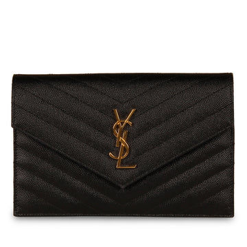 Yves Saint Laurent Black Envelope Wallet on Chain