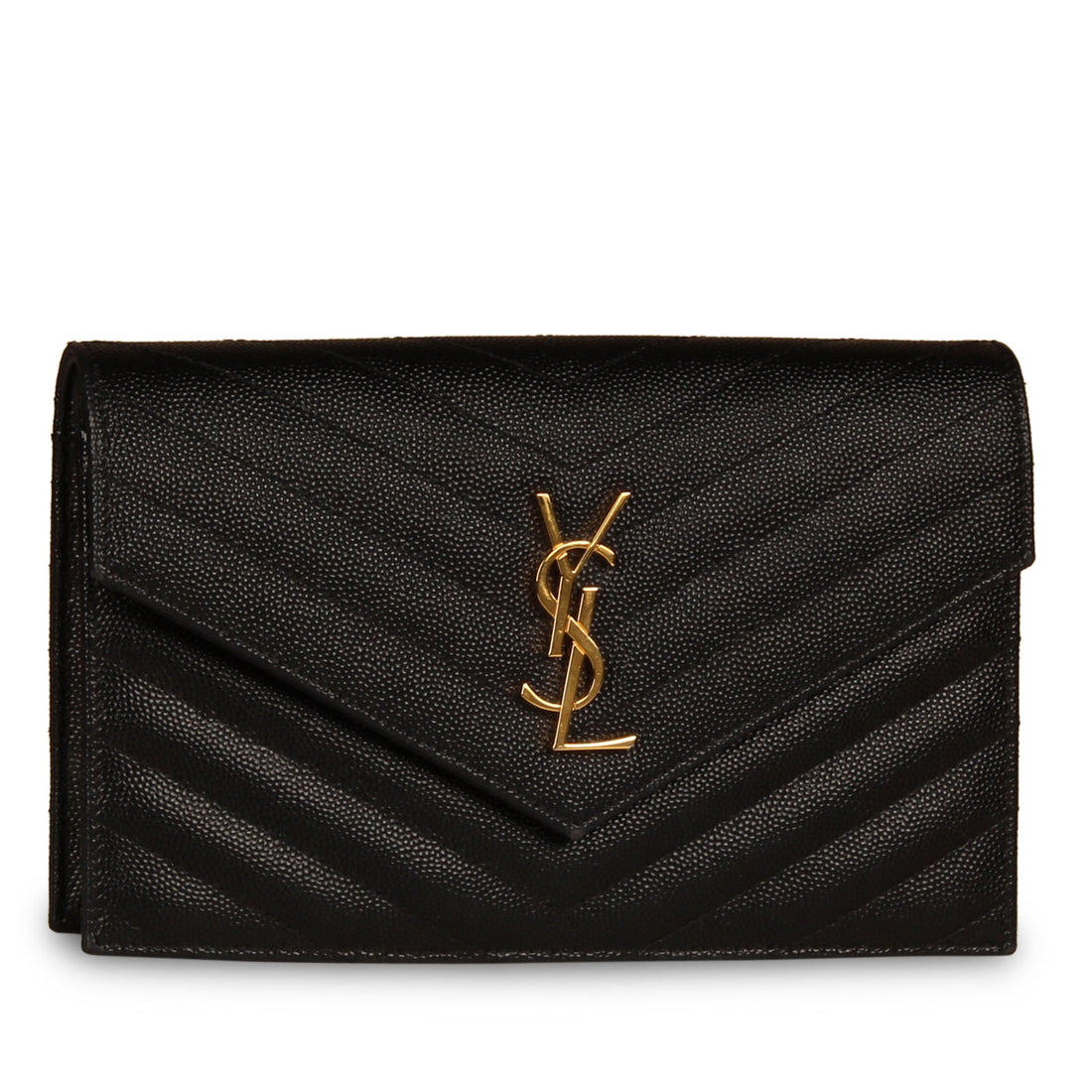 Yves Saint Laurent Black Envelope Wallet on Chain