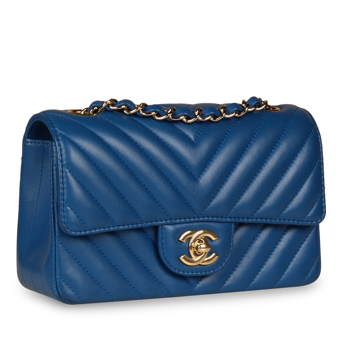 Chanel Classic Flap Bag Mini Rectangular Blue